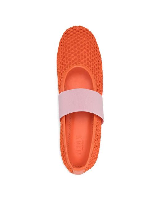 MSGM Red Ballerinas Mit Netzriemen