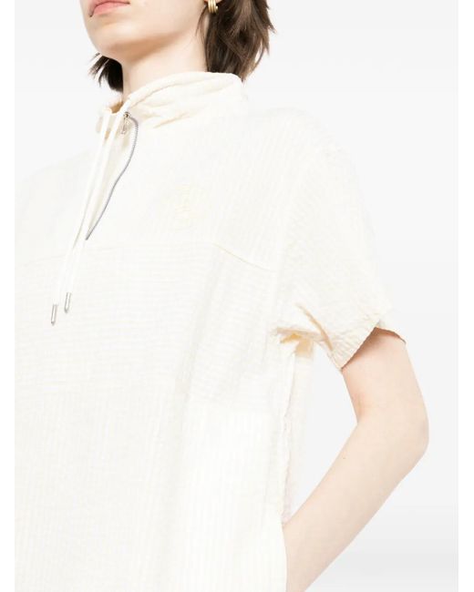 SPORT b. by agnès b. White Seersucker Half-Zip Mini Dress