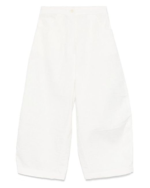 Cordera White Tubular Curved Trousers