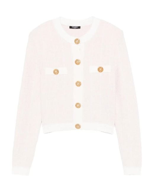 Balmain White Light Tweed Cardigan