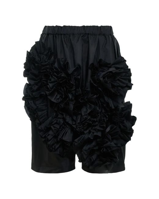 Comme des Garçons Black Ruffled Elasticated-Waist Shorts