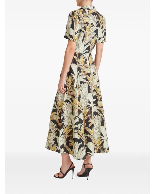 Temperley London Green Robe Baxter À Imprimé Graphique