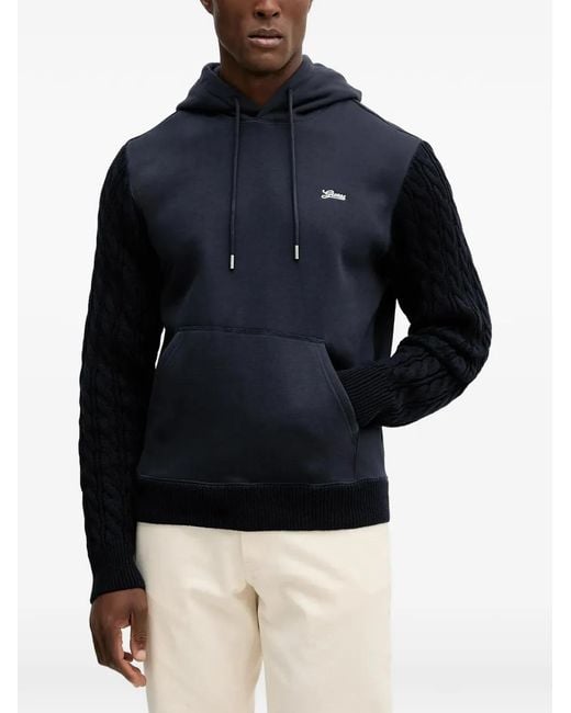 Guess Blue Logo-Detail Hoodie for men