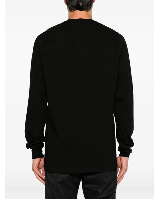 Rick Owens Black T-Shirt À Manches Longues Et Col Rond En Coton for men