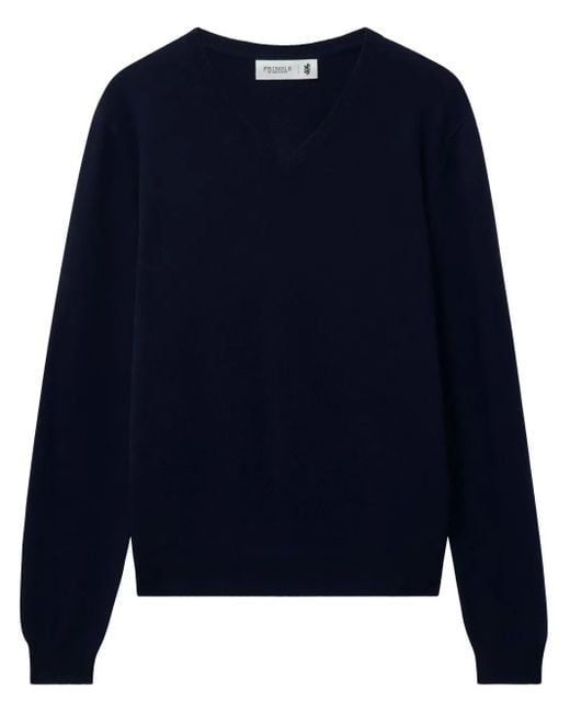 Pringle of Scotland Blue V-Neck Cashmere Jumper for men