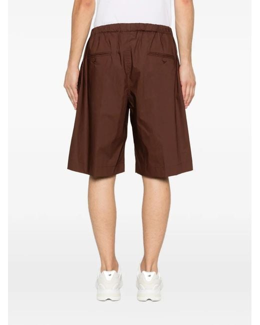 Plan C Purple Pleated Elasticated-Waist Shorts for men