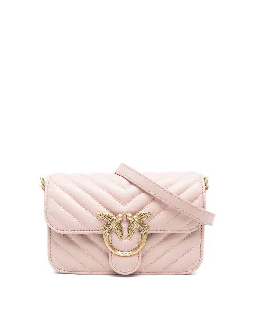 Pinko Leather Love Birds Quilted Shoulder Bag in Pink Lyst Australia