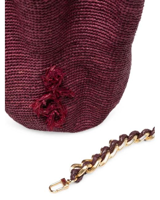 Ruslan Baginskiy Purple Woven-Raffia Hat And Bucket Bag