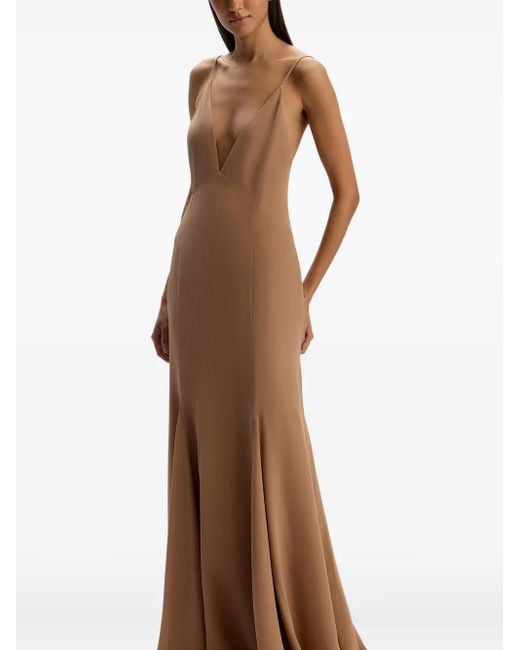 12 STOREEZ Brown V-Neck Flared Dress