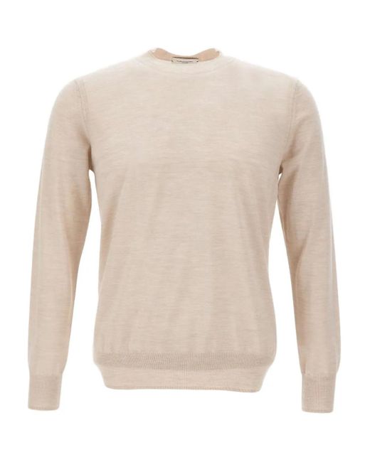 Paolo Pecora Trui Met Geribbelde Manchetten En Ronde Hals in het White voor heren