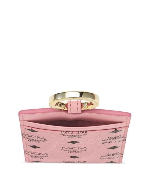 MCM Pink Visetos Lanyard Card Holder
