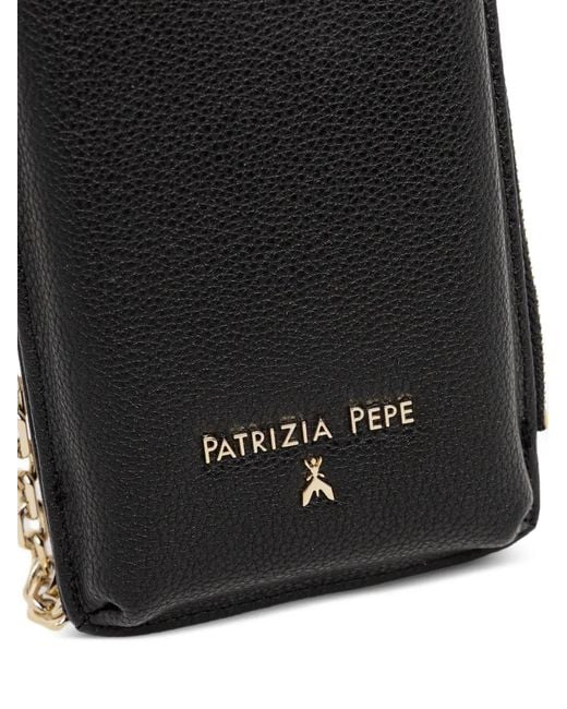 Patrizia Pepe Black Pochette De Téléphone À Bandoulière Chaine