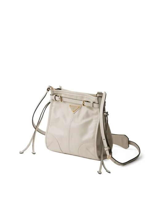 Prada White Bonnie Leather Mini Shoulder Bag