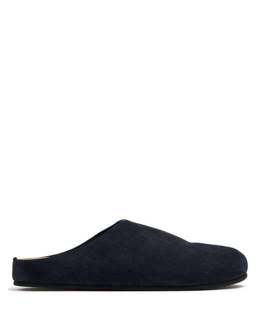 The Row Blue Hugo Suede Slippers