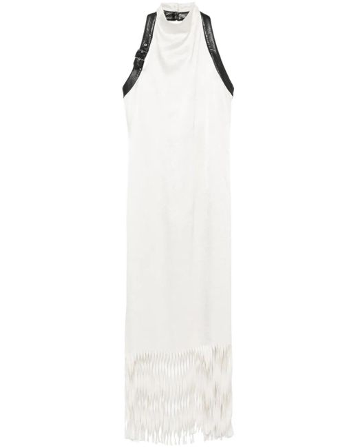 Nanushka White Fringed Midi Dress