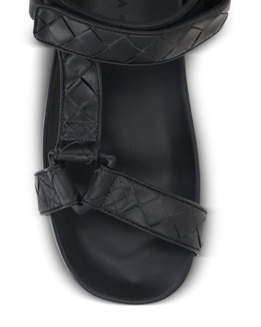 Bottega Veneta Black "Trip" Leather Sandals for men