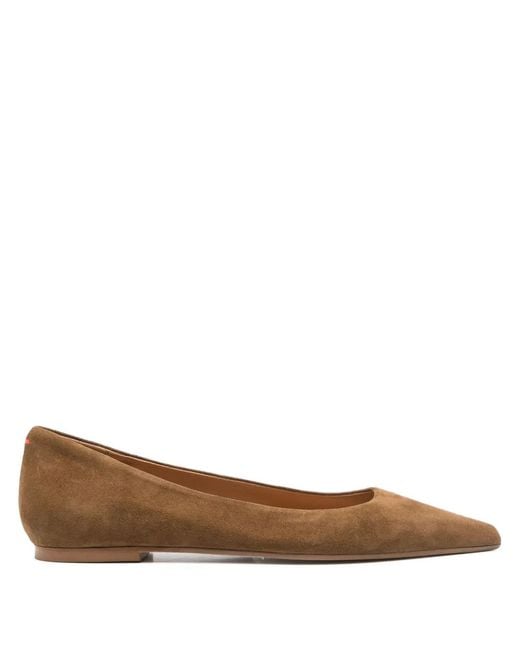 Aeyde Brown Pointed-Toe Suede Flat Pumps