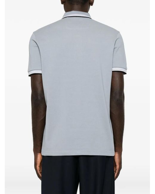 Boss Gray Paddy Logo-Embroidered Tipped Polo Shirt for men