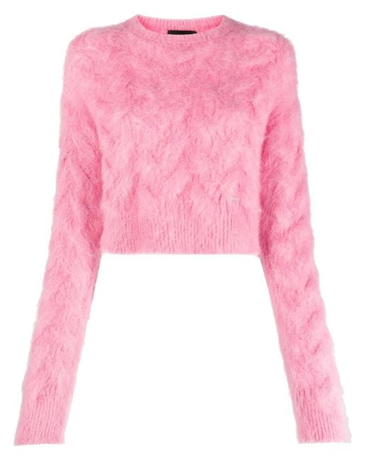DSquared² Pink Brushed Mohair-Blend Jumper
