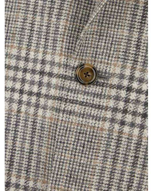 Lardini Gray Checked-Pattern Single-Button Blazer for men