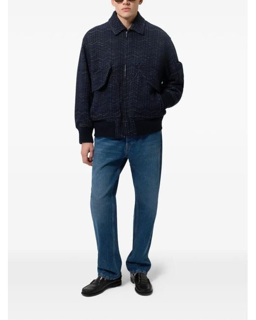Missoni Blue Zigzag-Knit Bomber Jacket for men