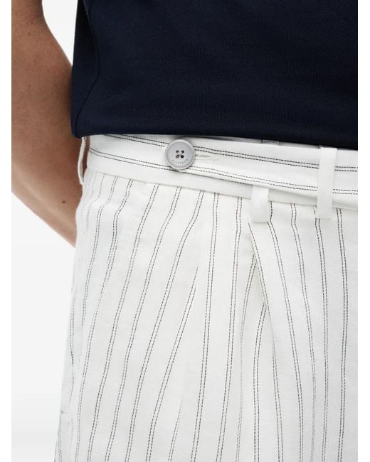 Tommy Hilfiger White Pinstripe-Pattern Pleated Trousers for men