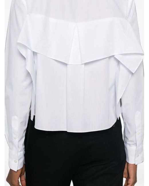 Sacai White Ruffled Cropped Shirt