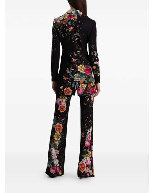 Alice + Olivia Black Mya Floral Blazer