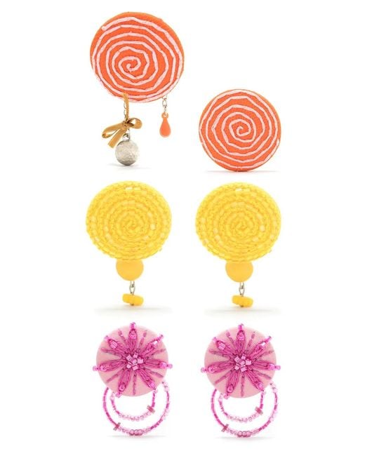 Amir Slama Multicolor 3 Pair Earring Set
