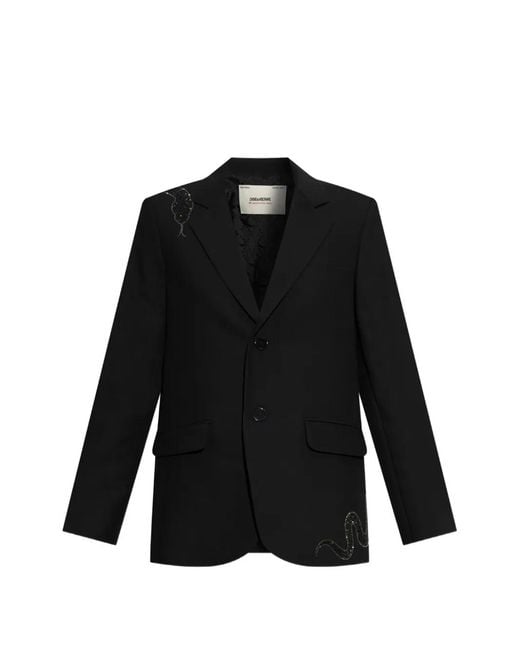 Zadig & Voltaire Black Vanille Crystal-Embellished Blazer