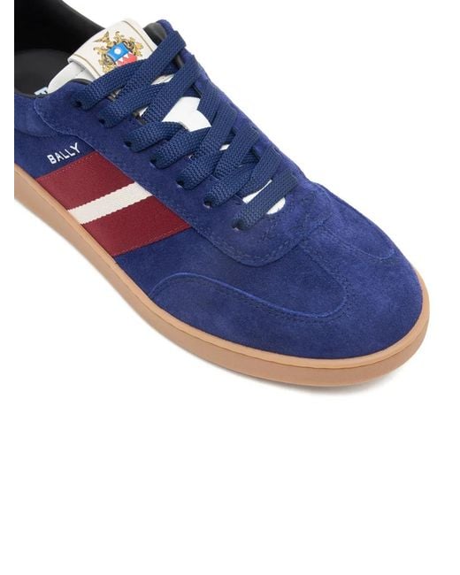 Bally Blue Retro Crest Ribbon Suede Sneakers for men
