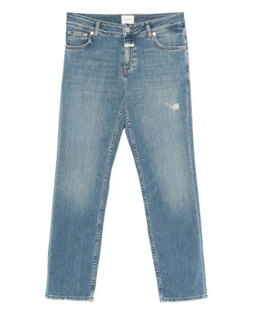 Closed Gerafelde Straight Jeans in het Blue
