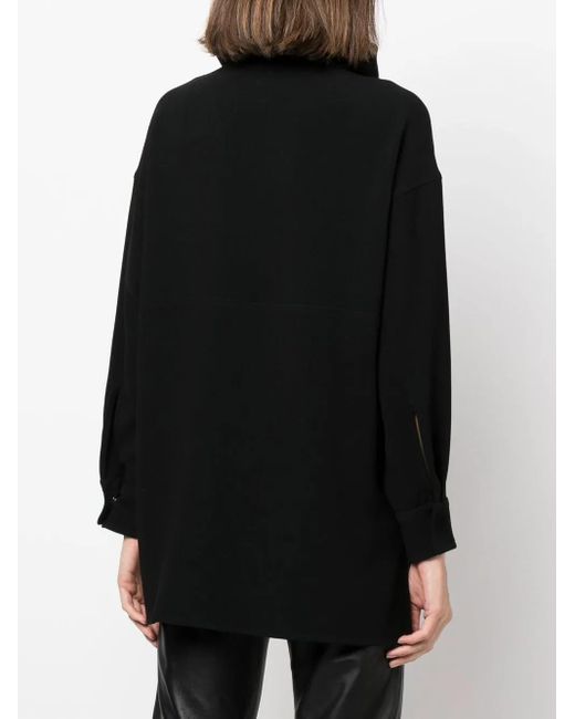Alberto Biani Black High-Neck Exposed-Seam Top