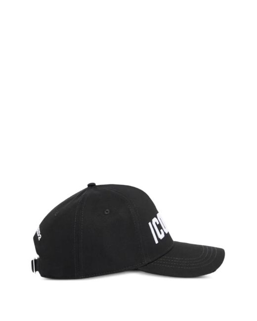 DSquared² Black Iconique Baseball Cap for men