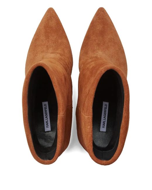 Karl Lagerfeld Brown Debutante Fold-Over Ankle Boots