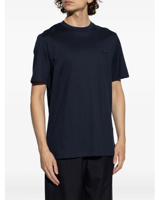 Brioni Blue Logo-Embroidered T-Shirt for men