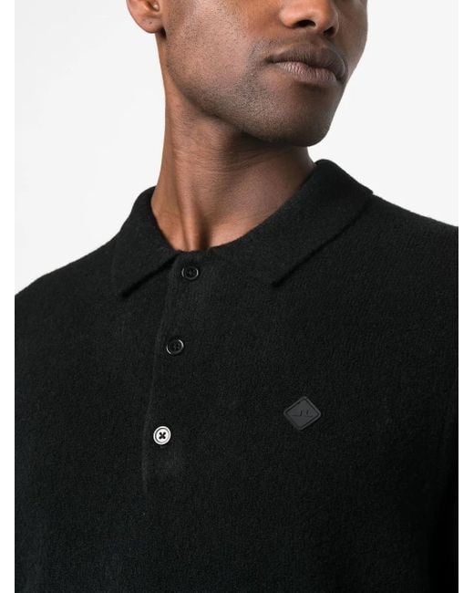 J.Lindeberg Black Yann Logo-Patch Polo Shirt for men