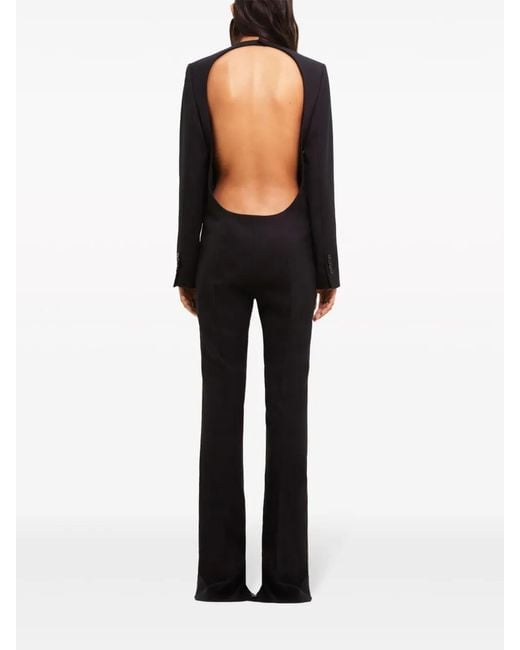 Courreges Black Open-Back Virgin Wool Jumpsuit