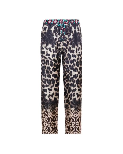 Pierre Louis Mascia Blue Aloe Leopard-Print Trousers