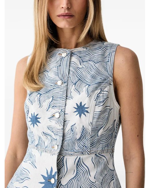 Never Fully Dressed Blue Sun-Print Waistcoat
