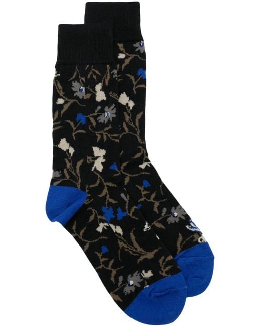 Sacai Black Florale Intarsien-Socken