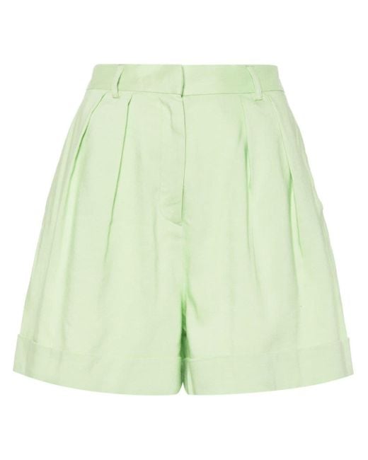 ANDAMANE Green Rina Pleated Tailored Shorts