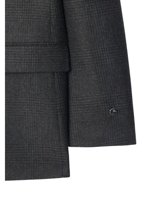 Burberry Black Check Wool Cashmere Tailored Jacket for men