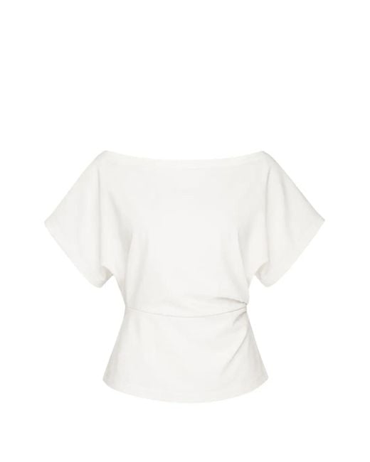 Club21 Collection White Tate Boat-Neck Short-Sleeve Top