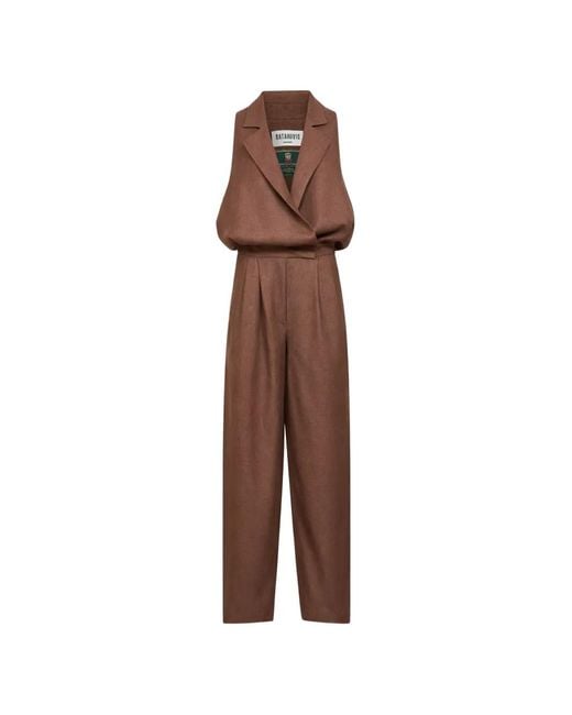 BATAKOVIC Belgrade Brown Rasty Wrap-Front Sleeveless Jumpsuit
