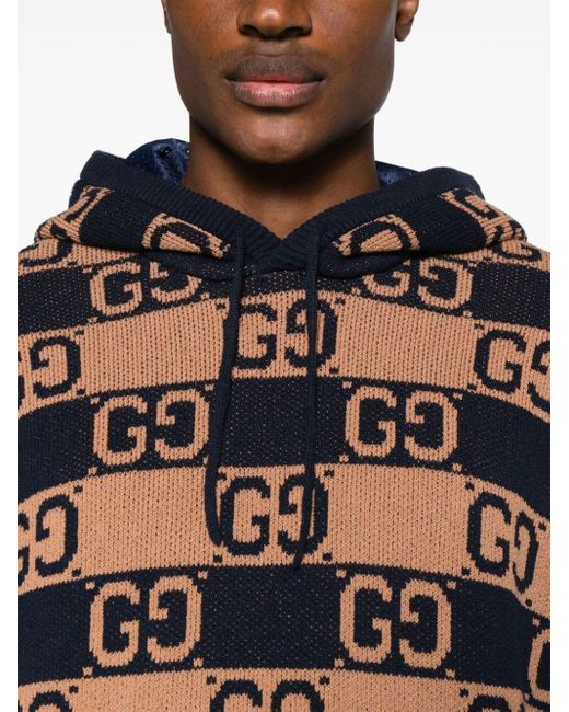 Supreme gg maglione con intarsio a maglia con cappuccio di Gucci in Blue da Uomo