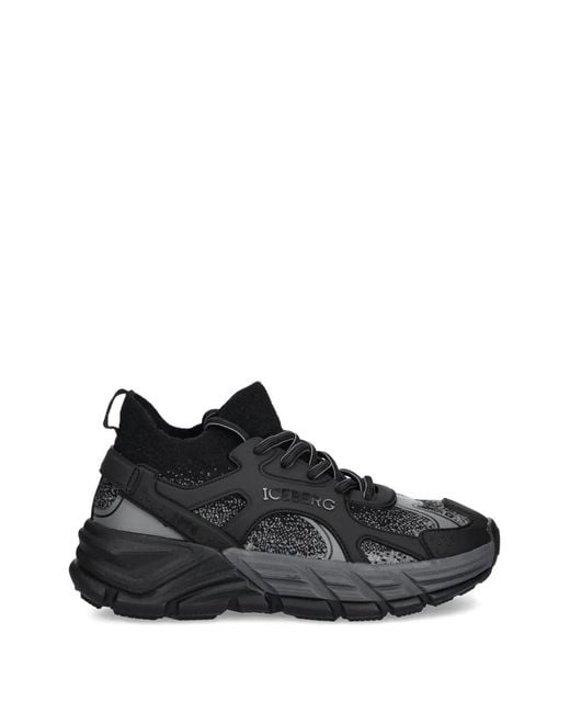 Iceberg Black Textured Sneakers for men