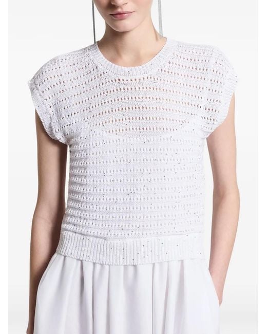 Peserico White Crocheted-Detail Midi Dress