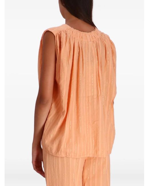 Devotion Orange Blouse Sans Manches Iris À Rayures Métallisées