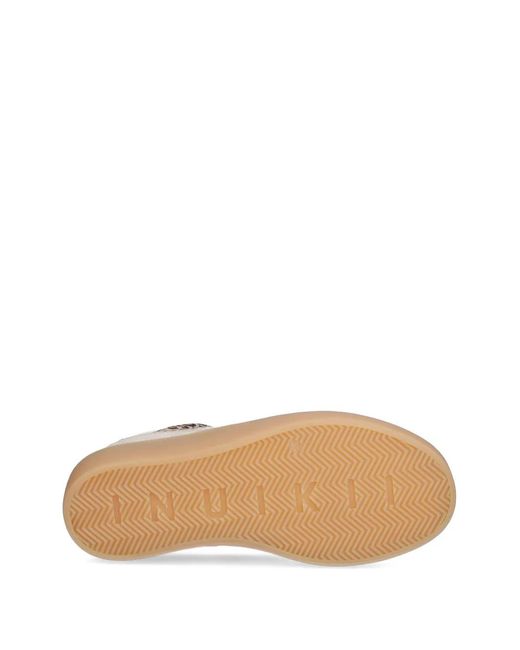 Inuikii White Leopard-Print Paneled Sneakers